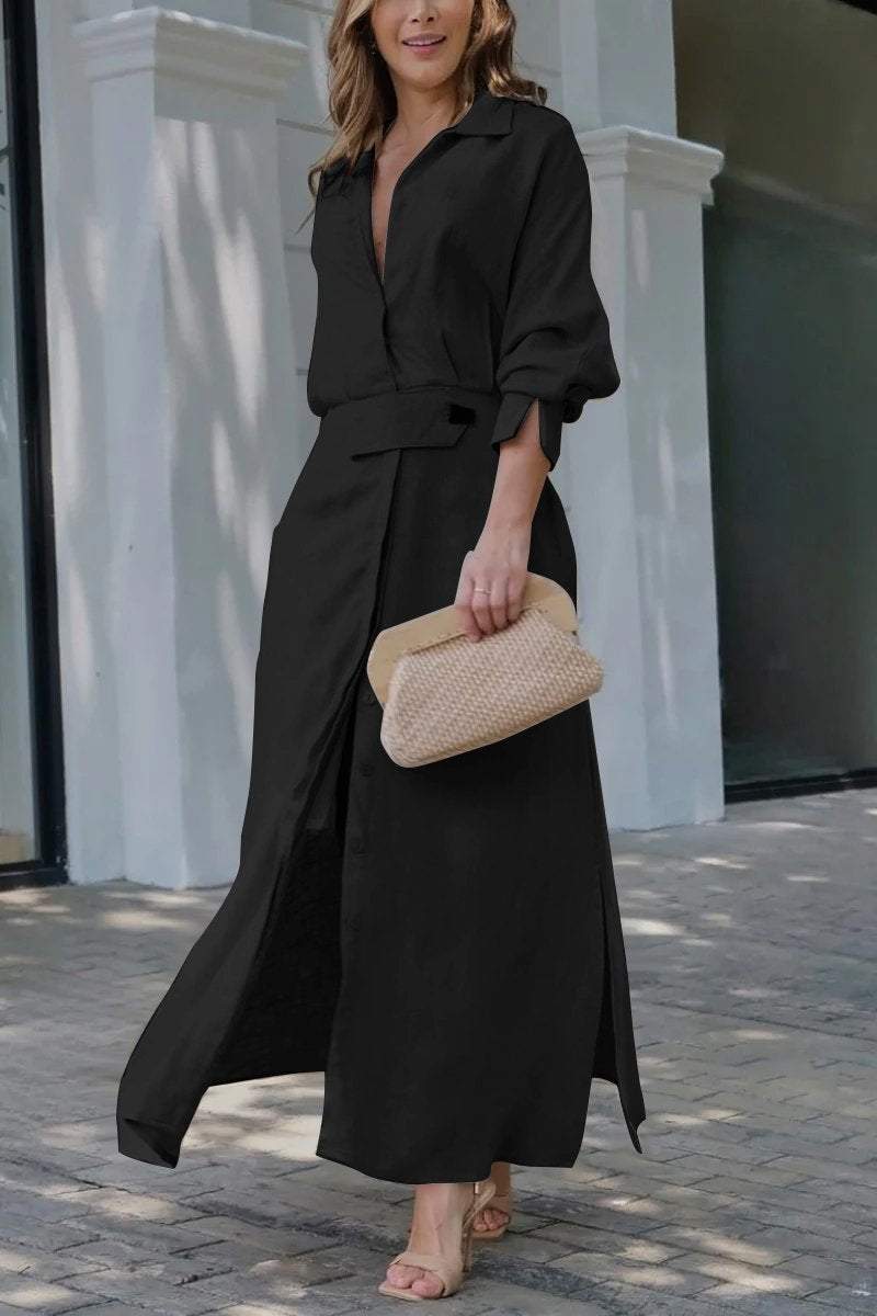 ELISABETTA | Maxidress Elegante met V-hals en Vloeiende Snit voor de Chic Zomer