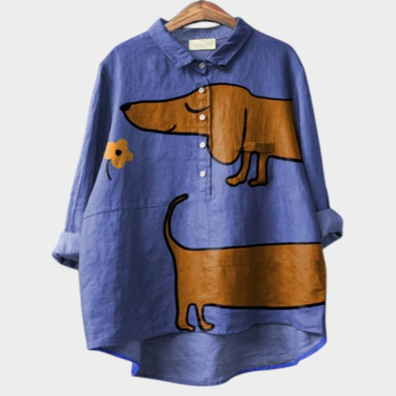PALMIRA | Oversized Shirt met Hondenontwerp en Dagelijks Comfort voor een Zorgeloze Look