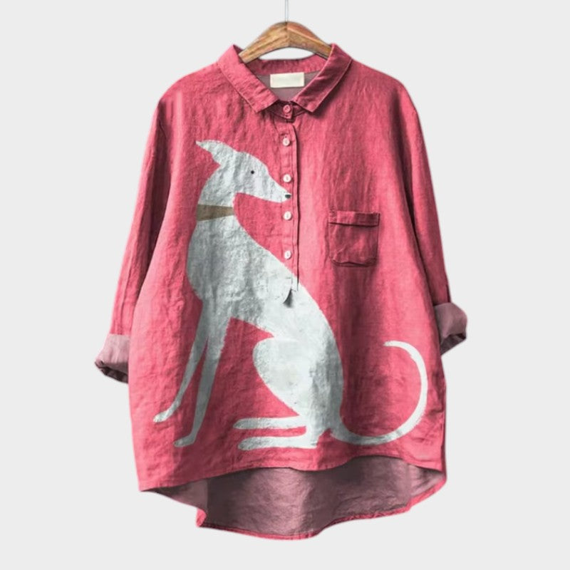 PALMIRA | Oversized Shirt met Hondenontwerp en Dagelijks Comfort voor een Zorgeloze Look