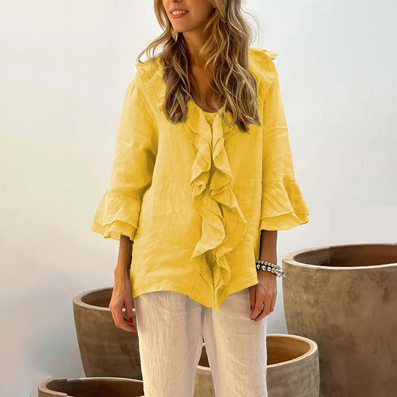ARIANNA | Elegante Blouse met Zachte Volants en Vloeiende Pasvorm voor Elke Dag