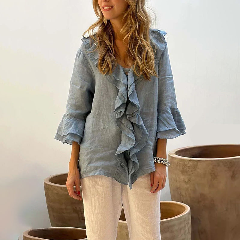 ARIANNA | Elegante Blouse met Zachte Volants en Vloeiende Pasvorm voor Elke Dag