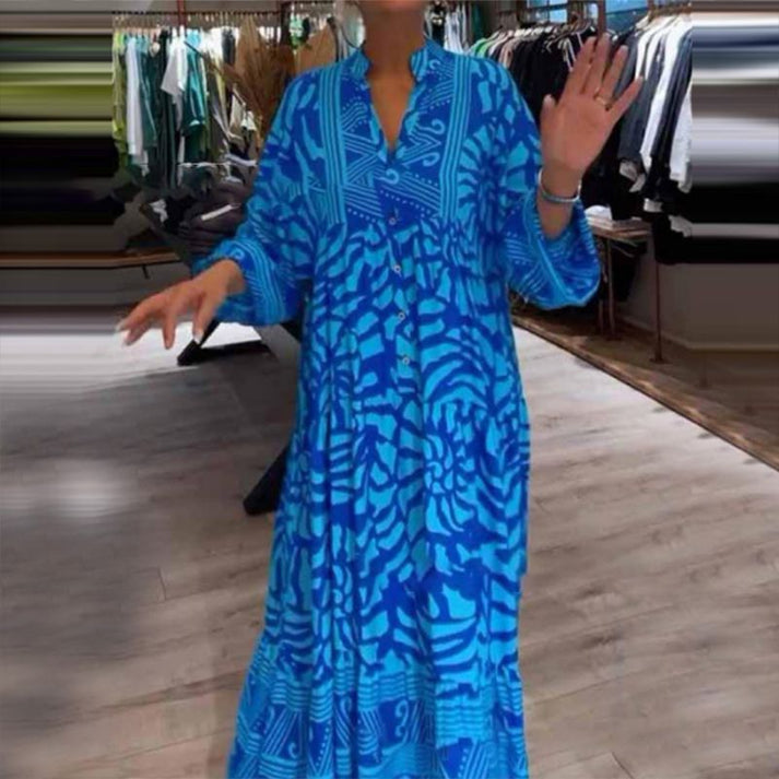 LILIANA | Maxi Jurk Vloeiend met Zonneprint en Zomercomfort – Ideaal voor Ontspannen Dagen