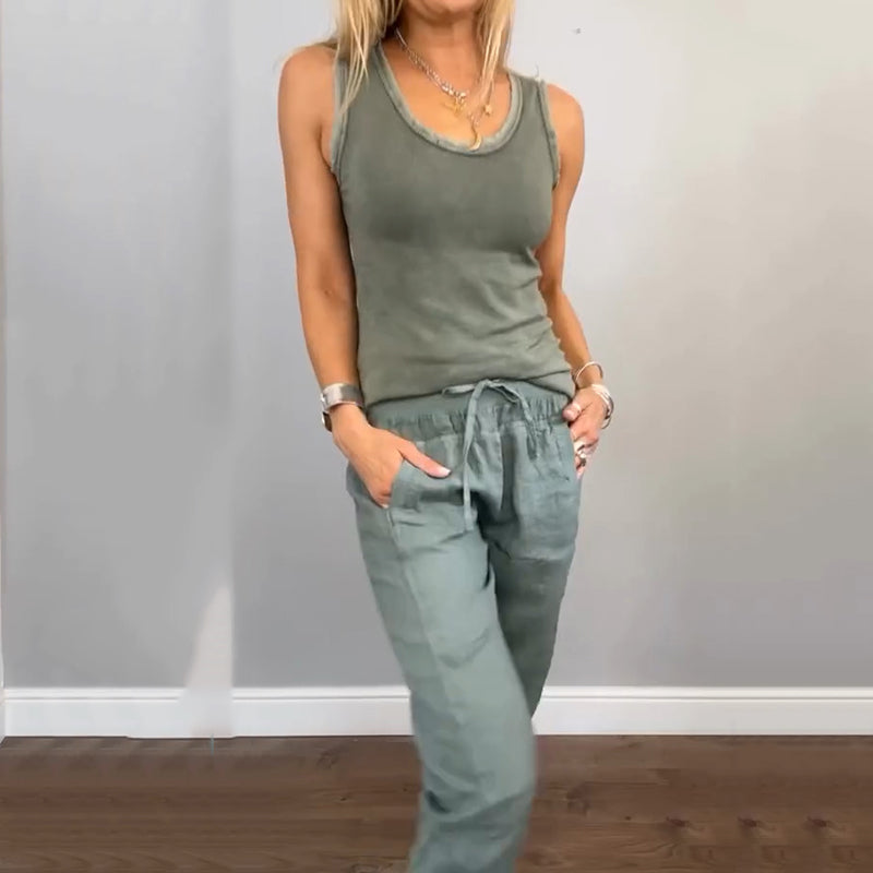 GABRIELLA | Twee-delige Casual Set met Frisse Comfort en Natuurlijke Stijl voor Elke Gelegenheid