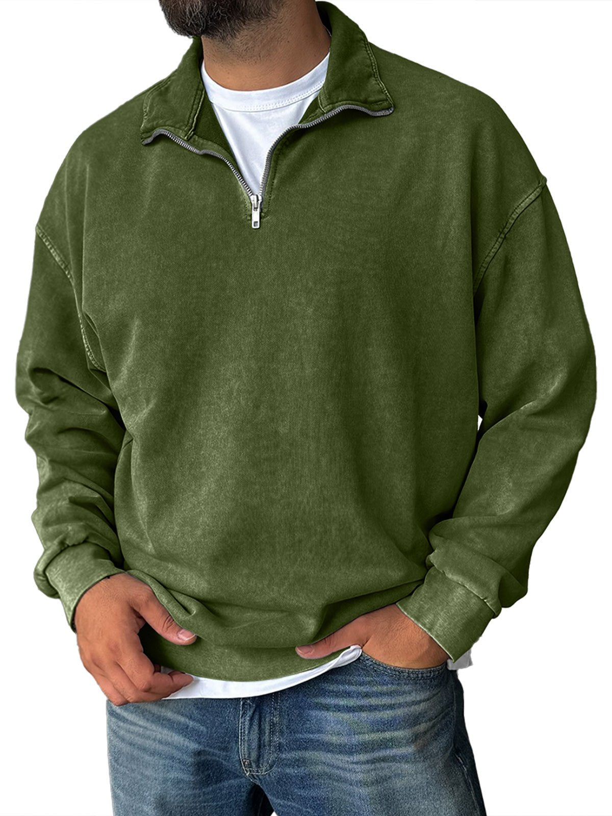 VECHO | Retro Sweatshirt met Rits en Hoge Kraag – Stijl en Comfort voor Elke Dag