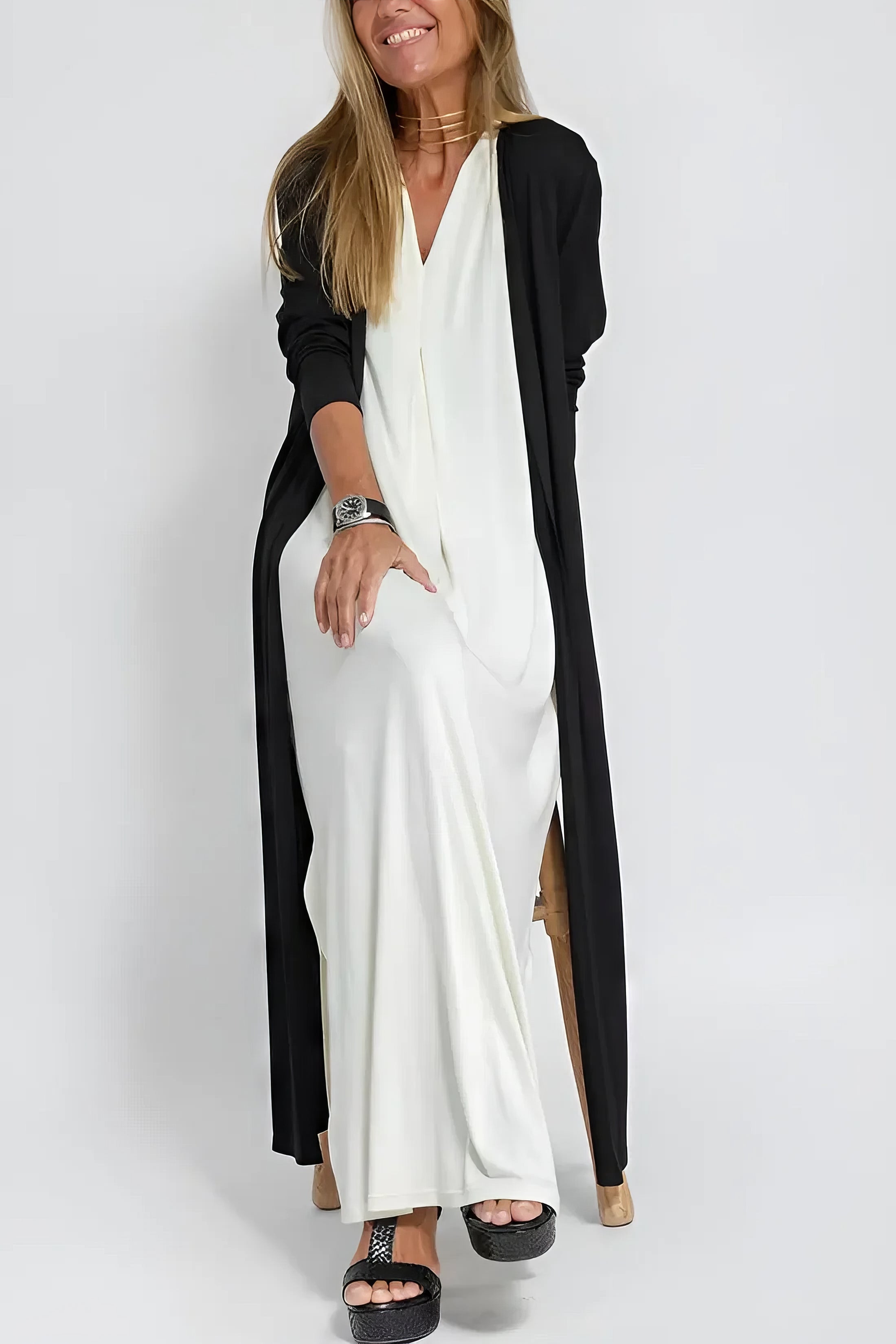 ELISE | Elegante Lange Jurk met Bijpassende Cardigan Gratis