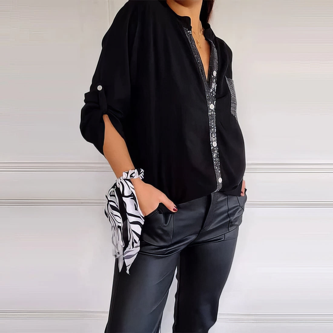 LUCIE | Top Patchwork met Pailletten, Stralend en Elegant