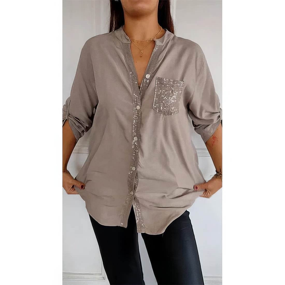 LUCIE | Top Patchwork met Pailletten, Stralend en Elegant