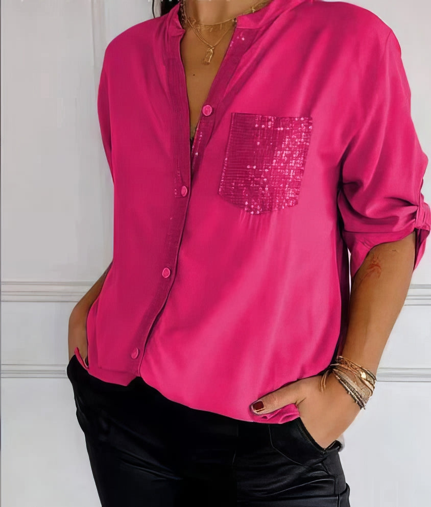 LUCIE | Top Patchwork met Pailletten, Stralend en Elegant