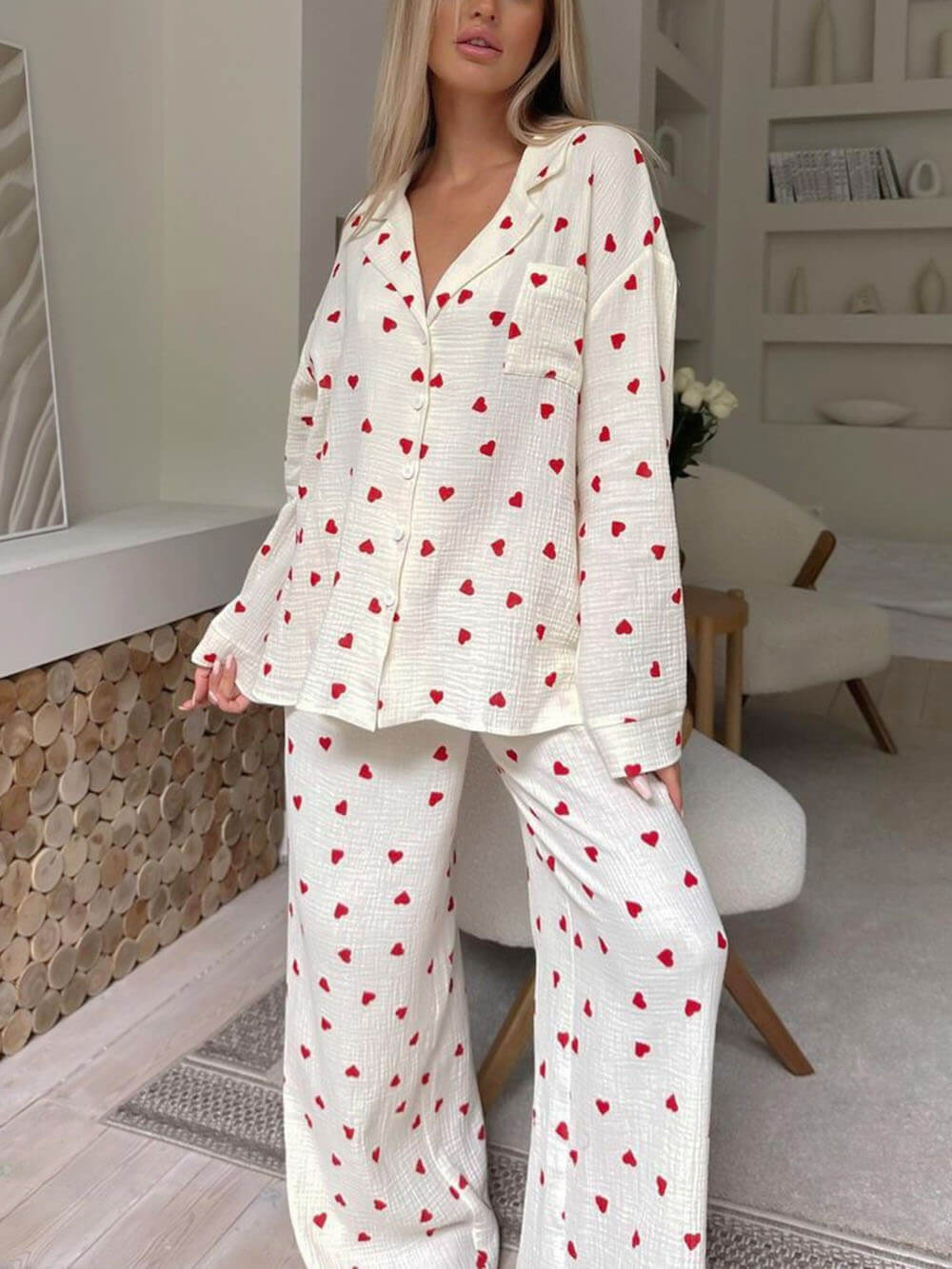 Completi van pyjama met schattige hartjesprint