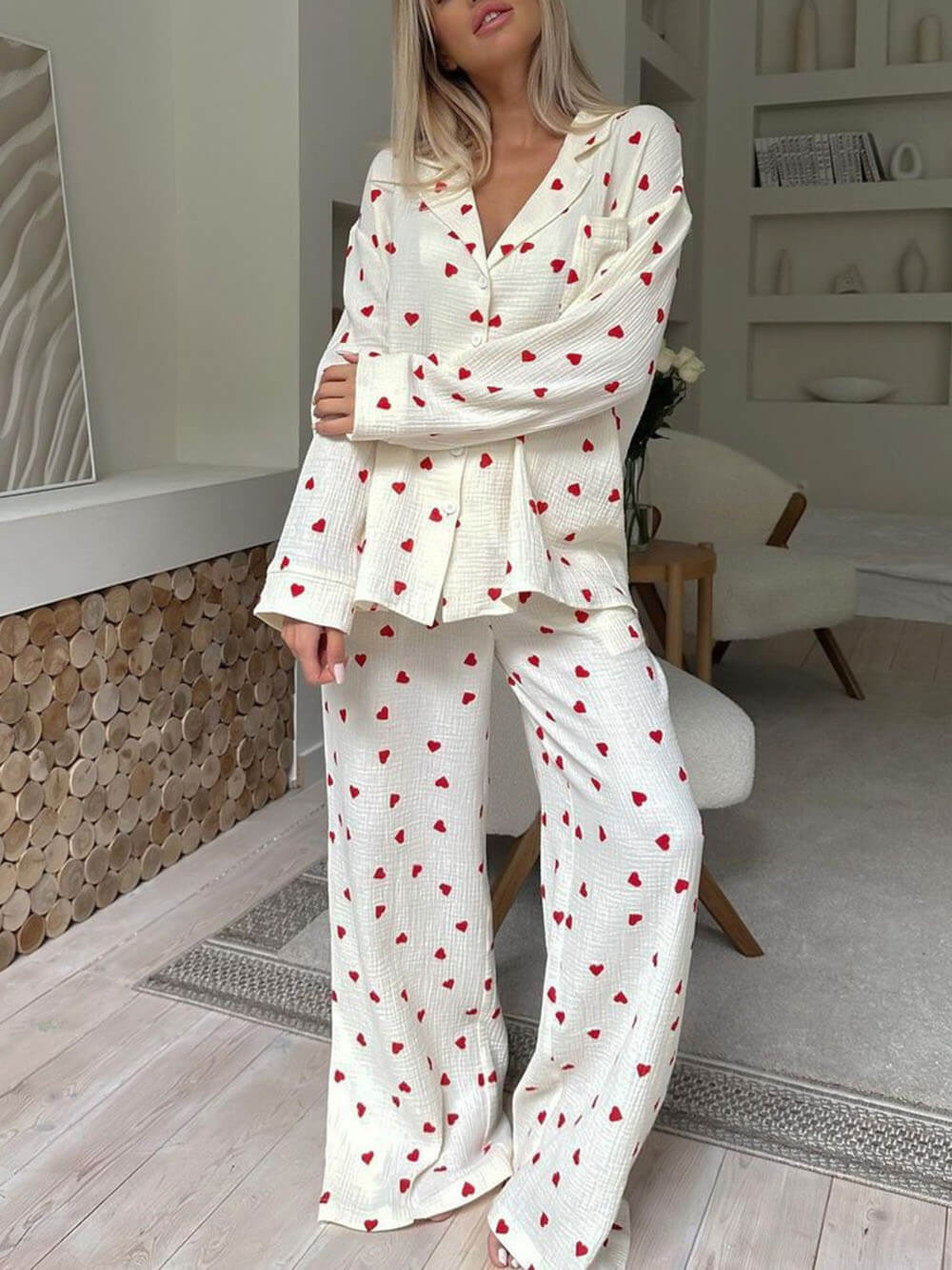 Completi van pyjama met schattige hartjesprint