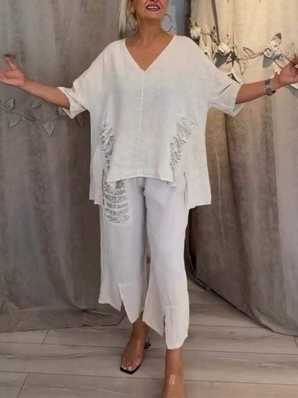 BIANCA | Twee-delig Zomeroutfit met Natuurlijke Elegantie en Vloeiende Comfort voor Zonnige Dagen