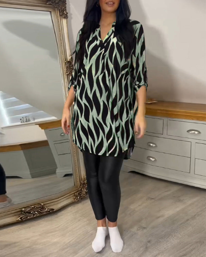 GIADA | Casual Blouse met Chic Print en Moderne V-hals