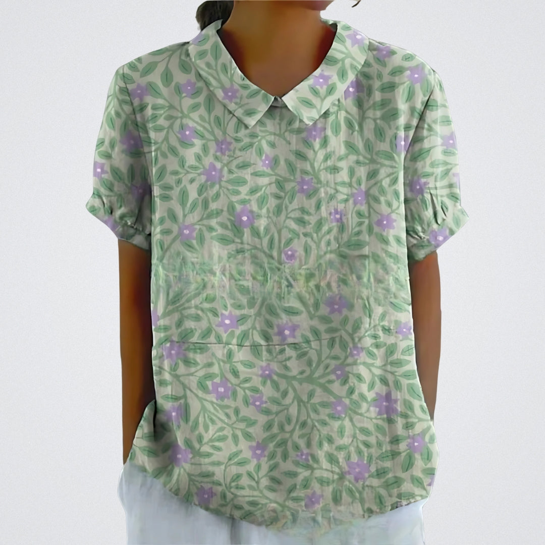 ALESSIA | Bloemenblouse met Harmonieuze Snit en Romantische Stijl voor Ontspannen Dagen