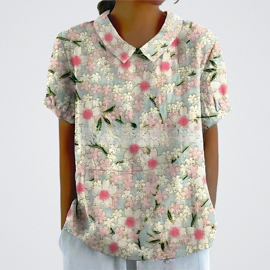 ALESSIA | Bloemenblouse met Harmonieuze Snit en Romantische Stijl voor Ontspannen Dagen