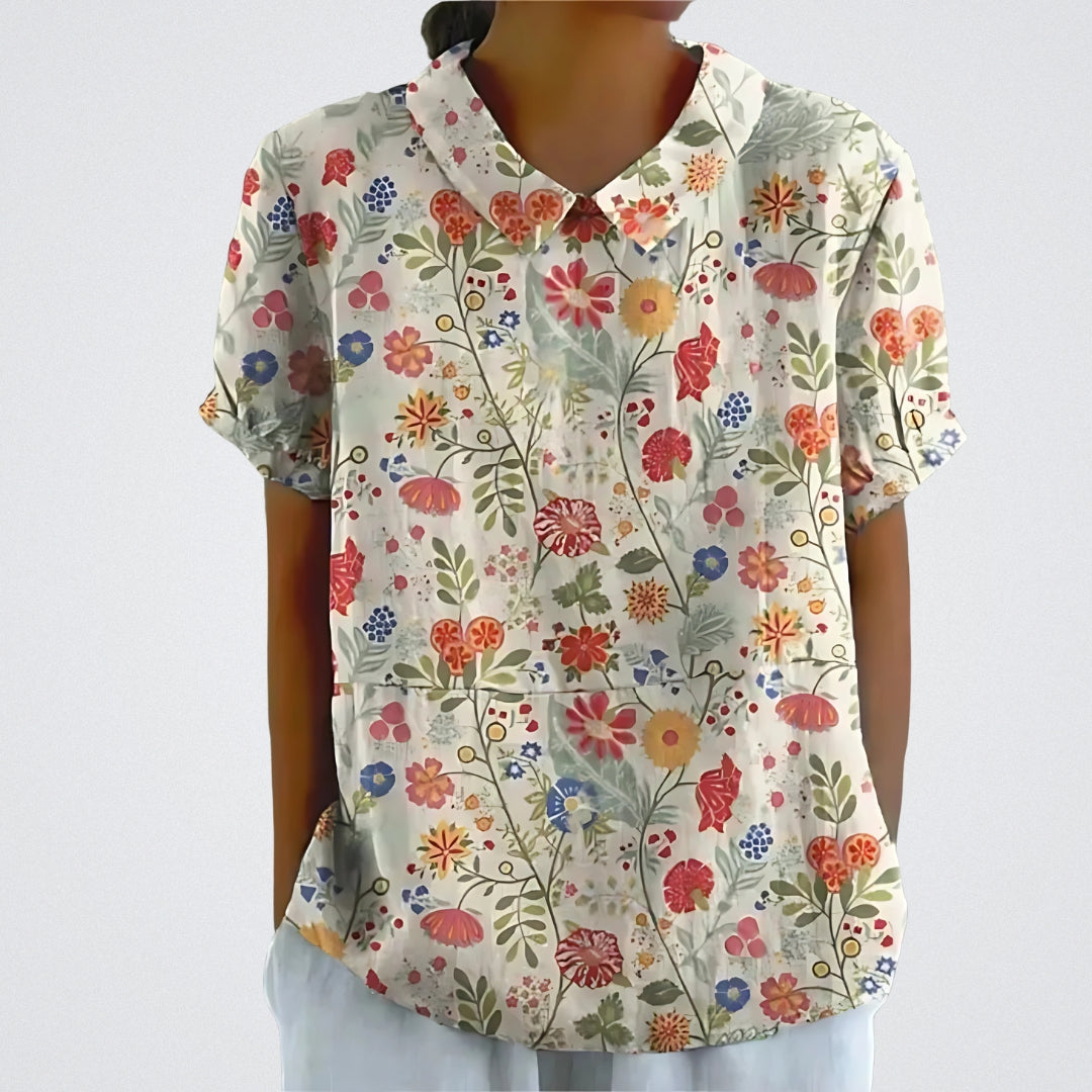 ALESSIA | Bloemenblouse met Harmonieuze Snit en Romantische Stijl voor Ontspannen Dagen