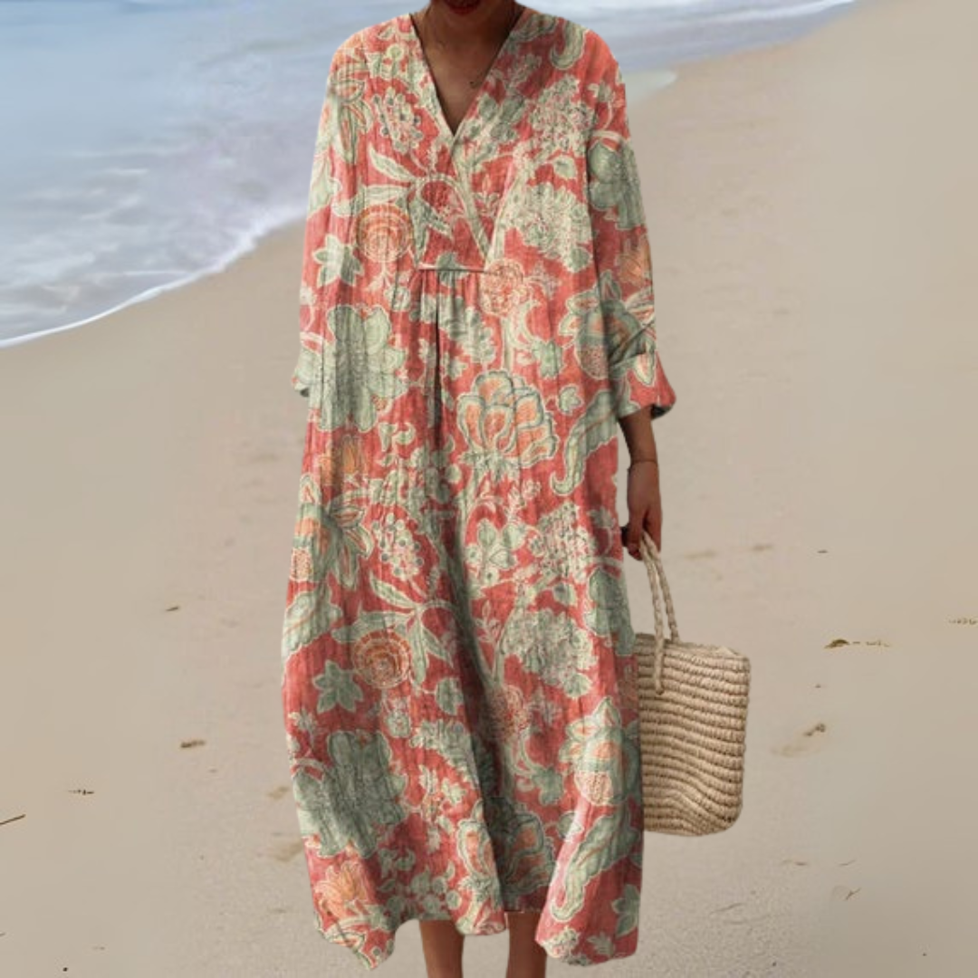 ANNELIES | Vintage Bloemenjurk met Comfortabele Pasvorm en Elegante Stijl voor Zomerse Dagen