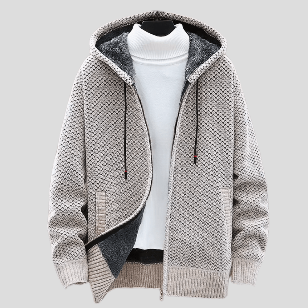 LARS | Gebreide Hoodie voor Heren met Warme Voering en Minimalistische Stijl