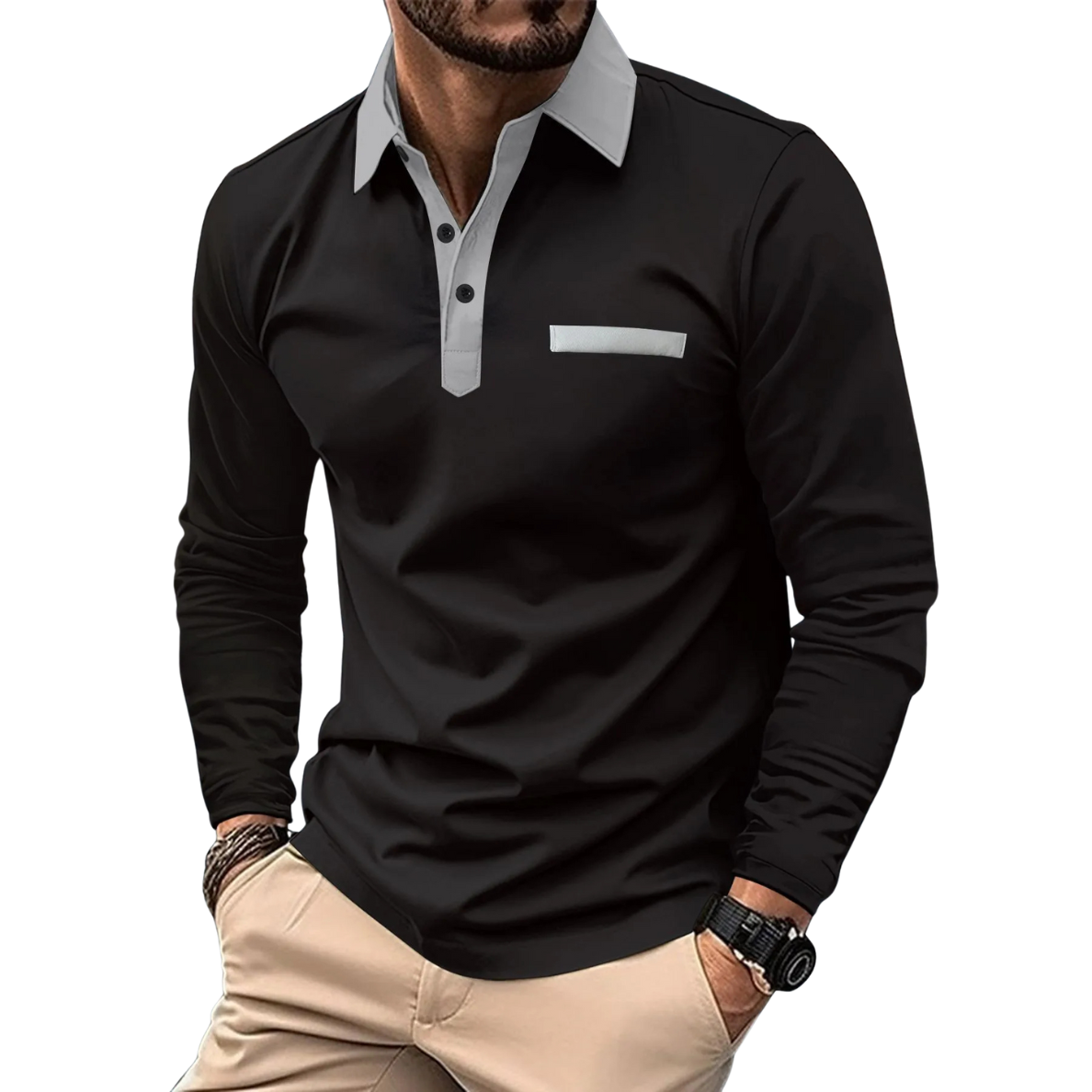 LÉANDRE | ELEGANTE BICOLOR POLO MET CONTRASTERENDE DETAILS