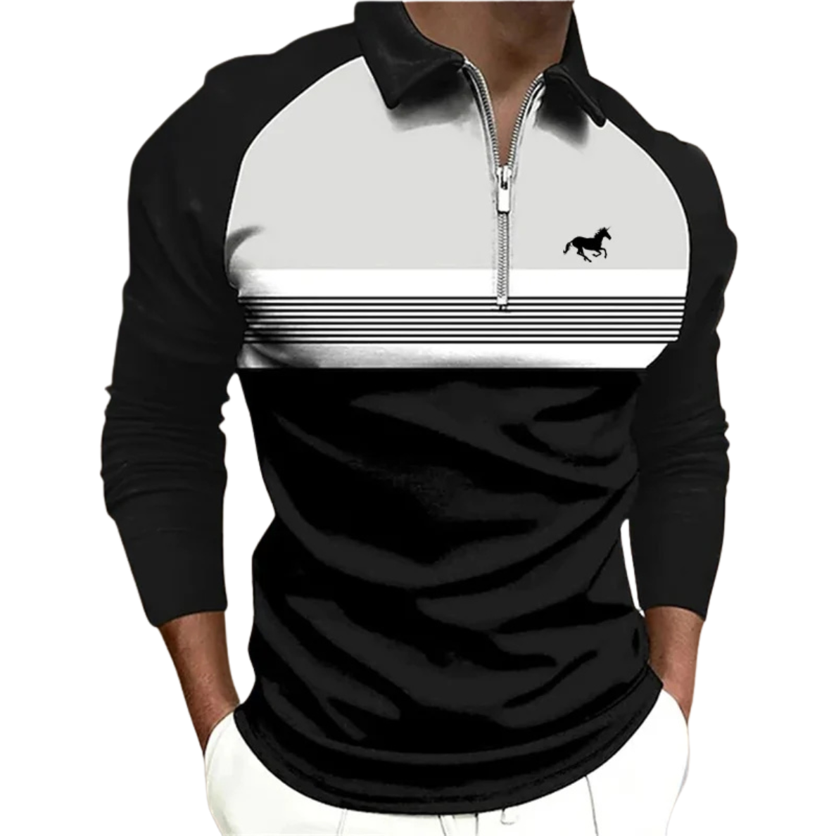 MARCEL | LUXE GESTREEPTE ZIP-POLO VOOR HEREN