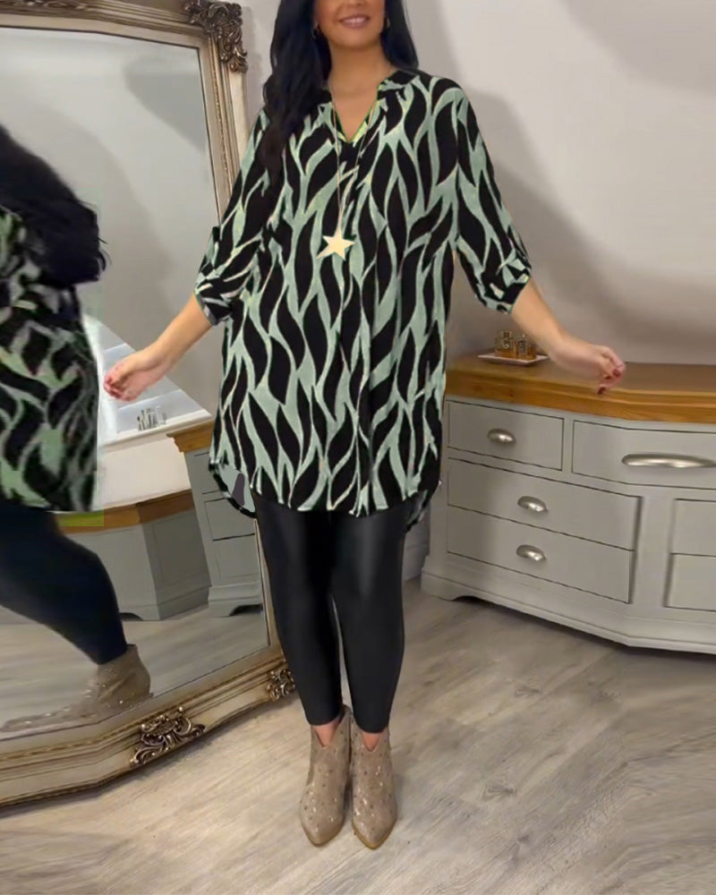 GIADA | Casual Blouse met Chic Print en Moderne V-hals