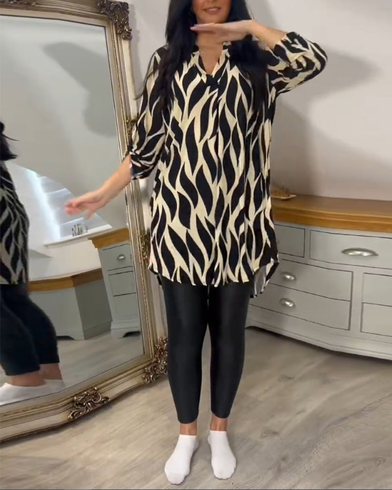 GIADA | Casual Blouse met Chic Print en Moderne V-hals