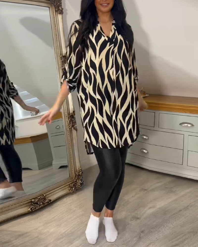 GIADA | Casual Blouse met Chic Print en Moderne V-hals