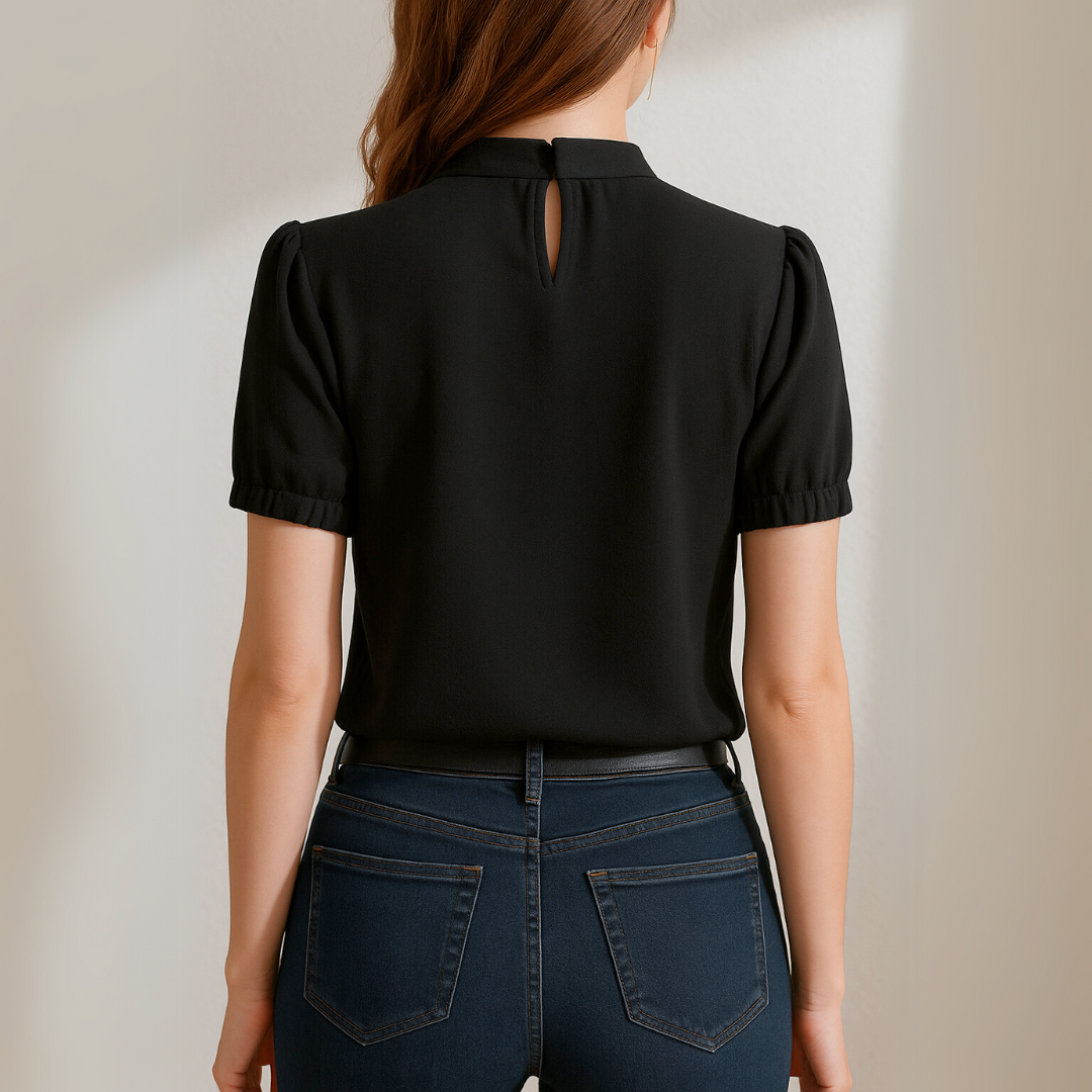 SABRINA | Elegante Blouse met Ontblote Schouders en Gestructureerde Kraag voor een Chique en Verfijnde Look