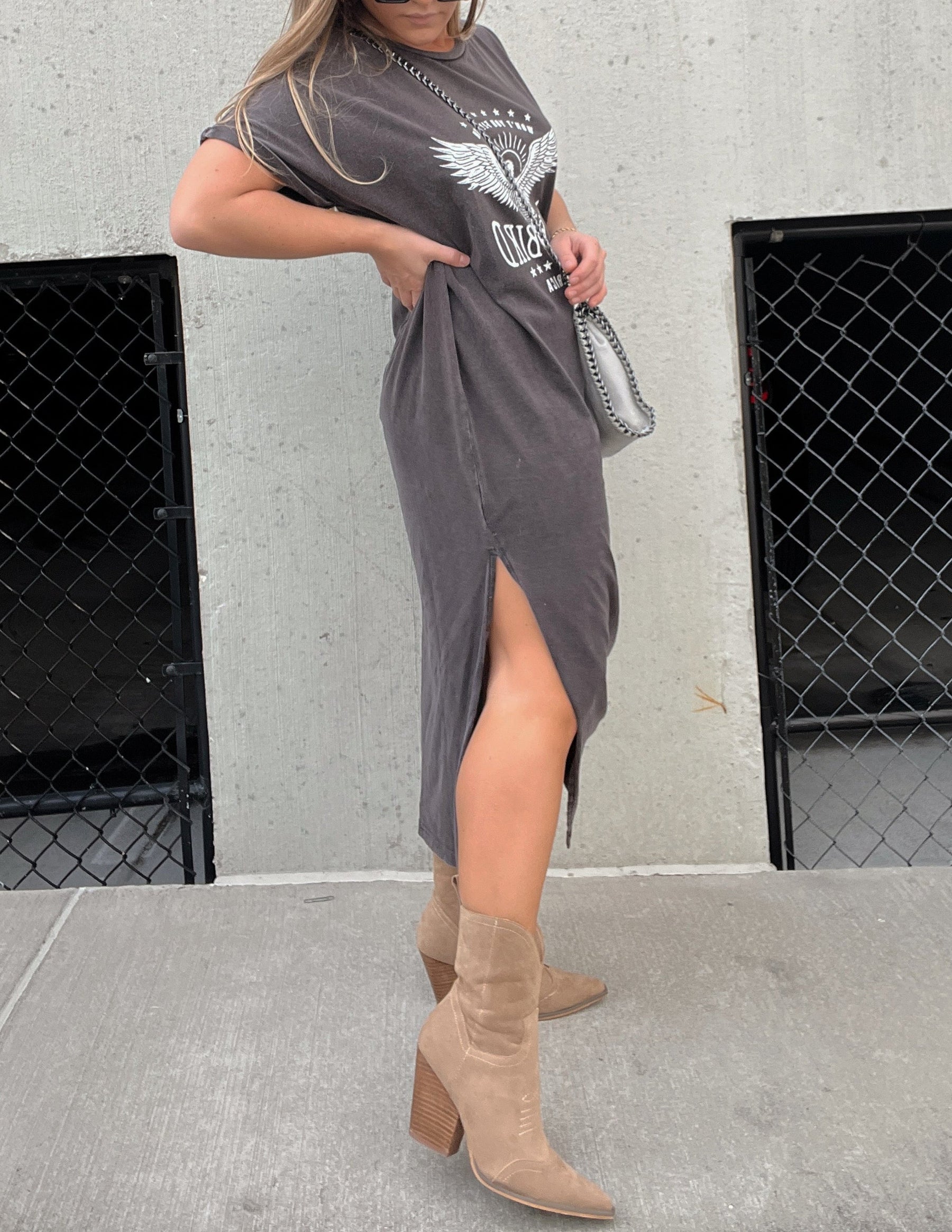 Midi-jurk met vogelprint