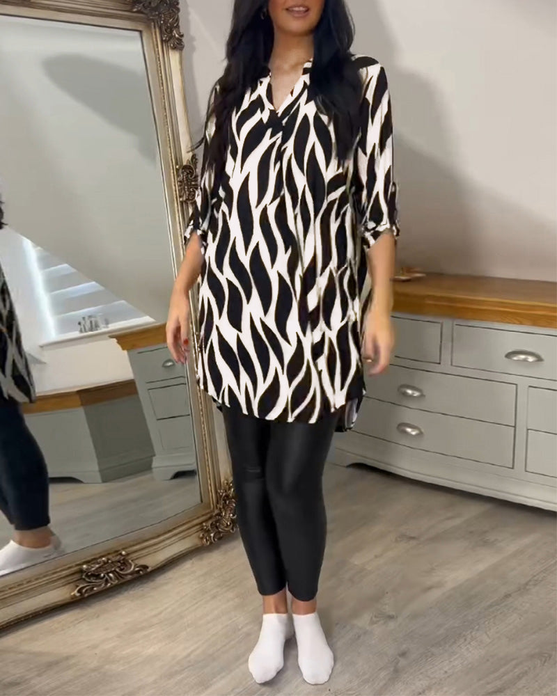 GIADA | Casual Blouse met Chic Print en Moderne V-hals