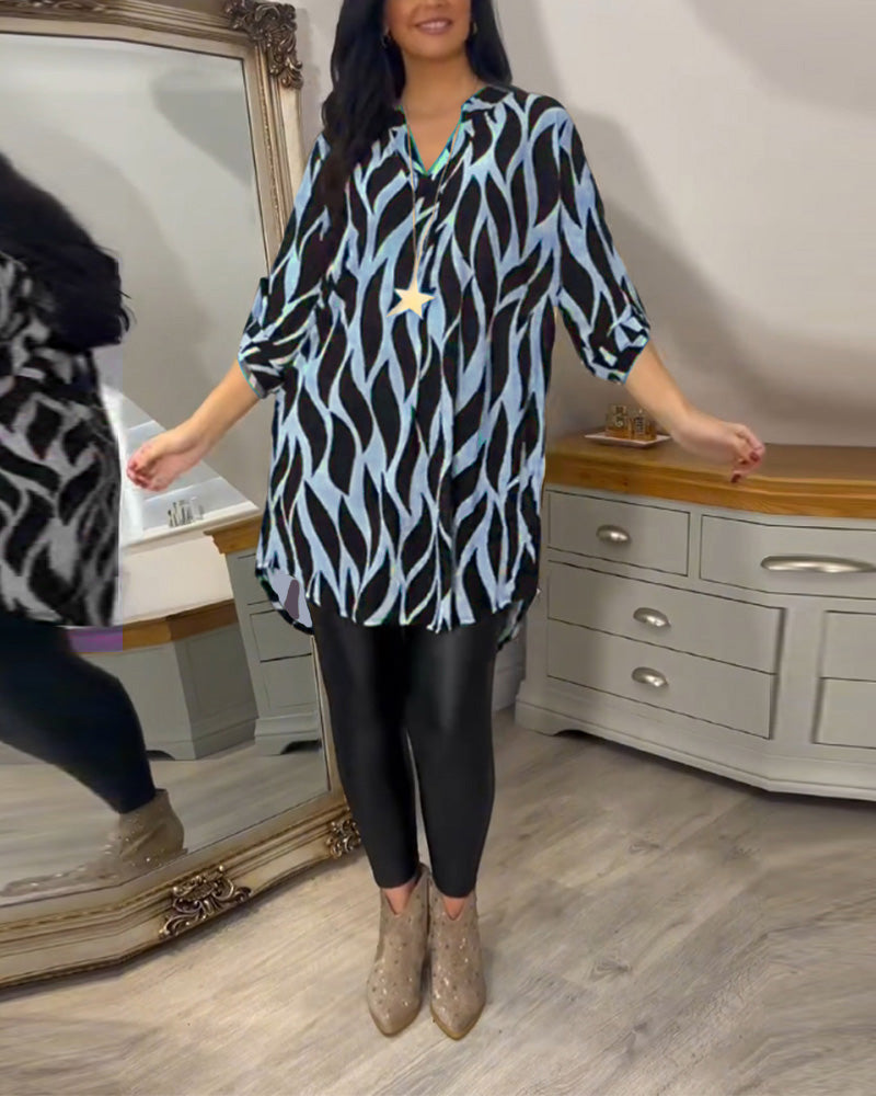 GIADA | Casual Blouse met Chic Print en Moderne V-hals