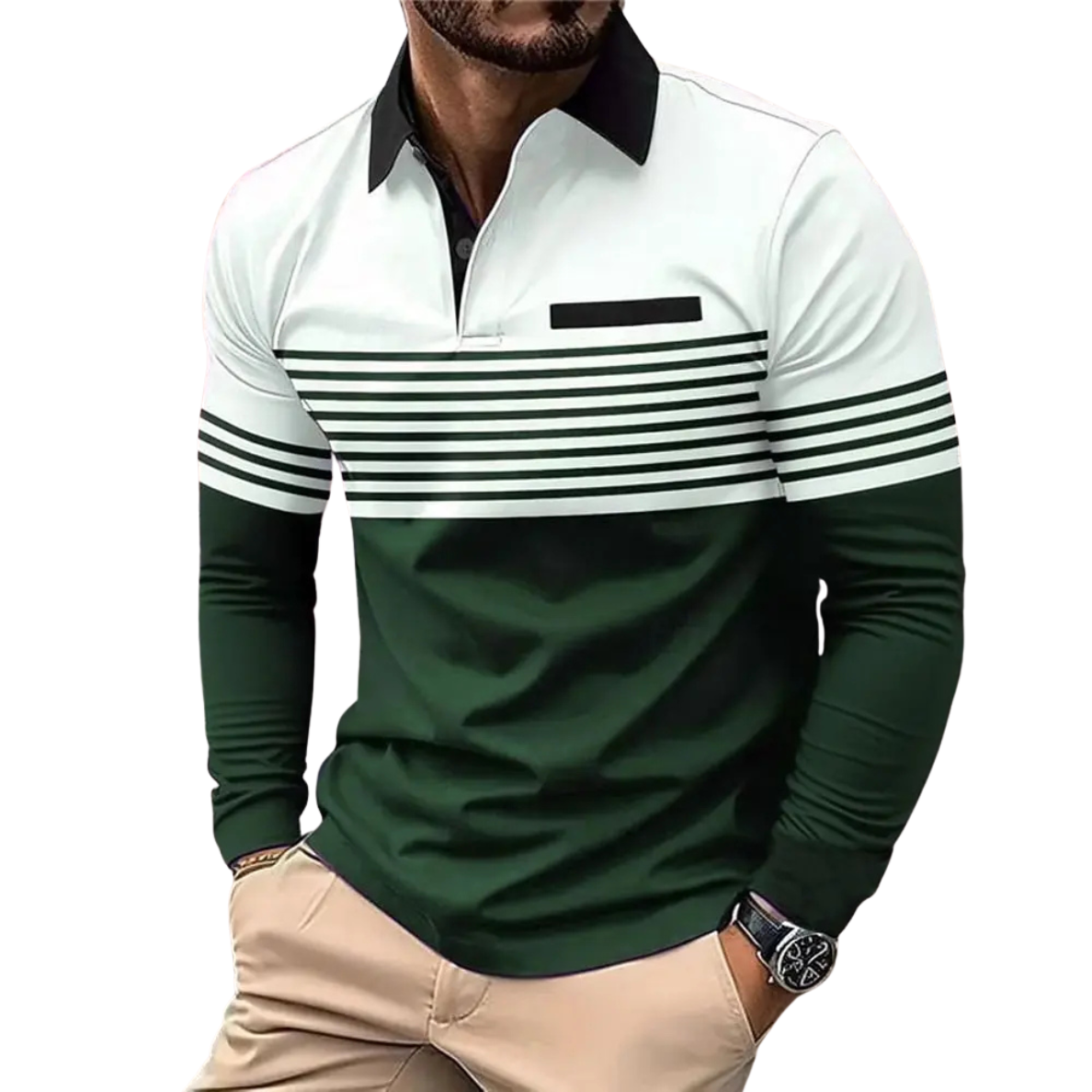MALO | LANGE MOUW POLO MET LUXE STREPEN VOOR HEREN