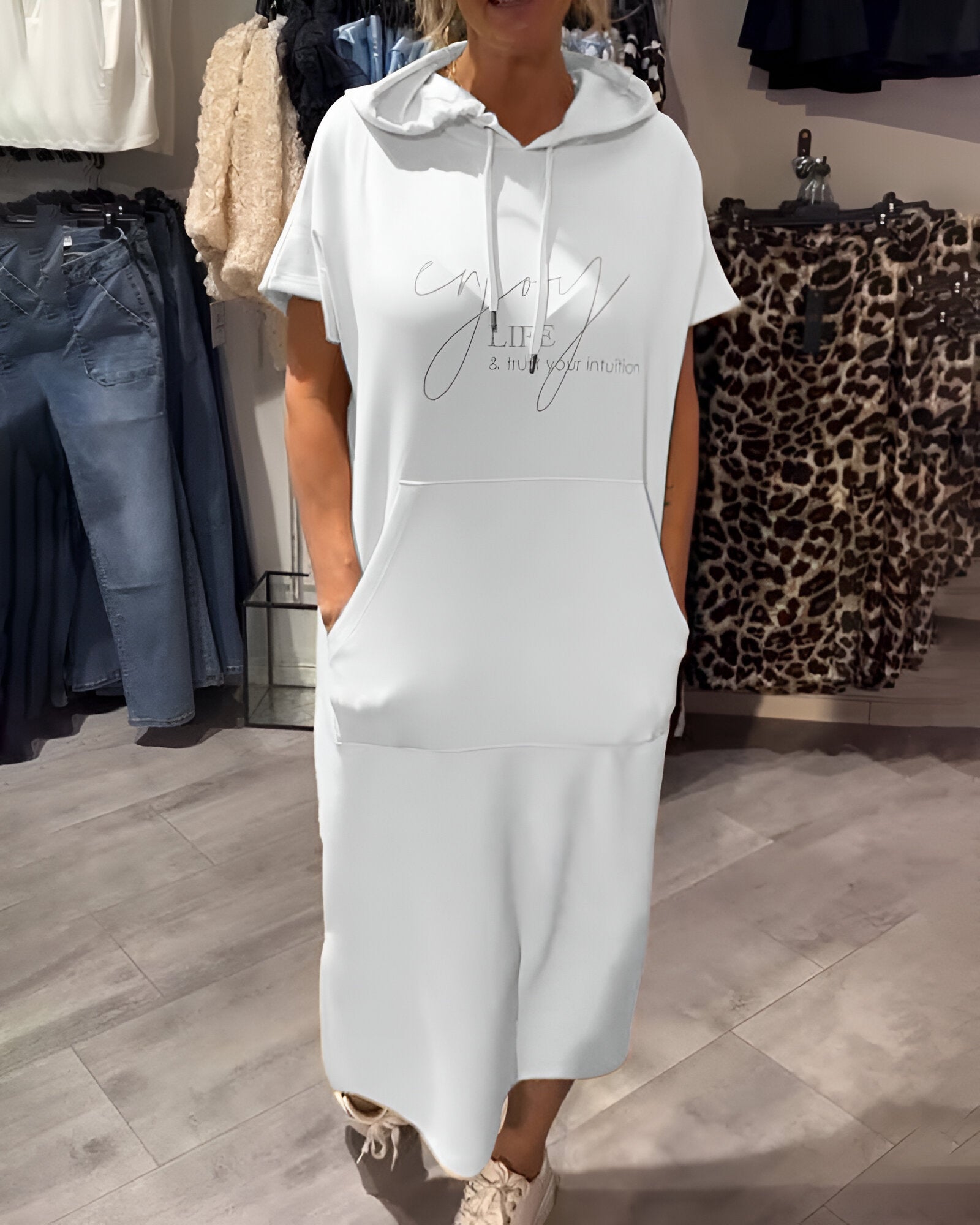 VIVIANA | Casual Jurk met Capuchon voor Dagelijks Comfort en Sportieve Elegantie