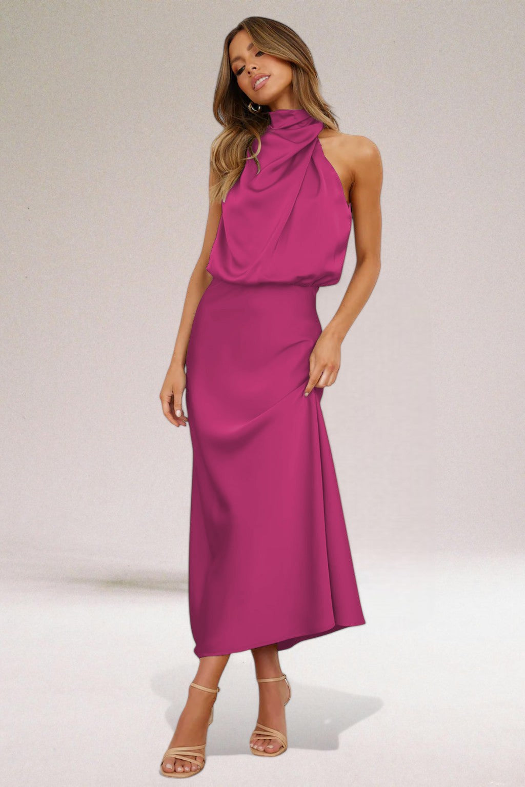 VALENTINA | Elegante Satijnen Jurk met Verfijnde Details