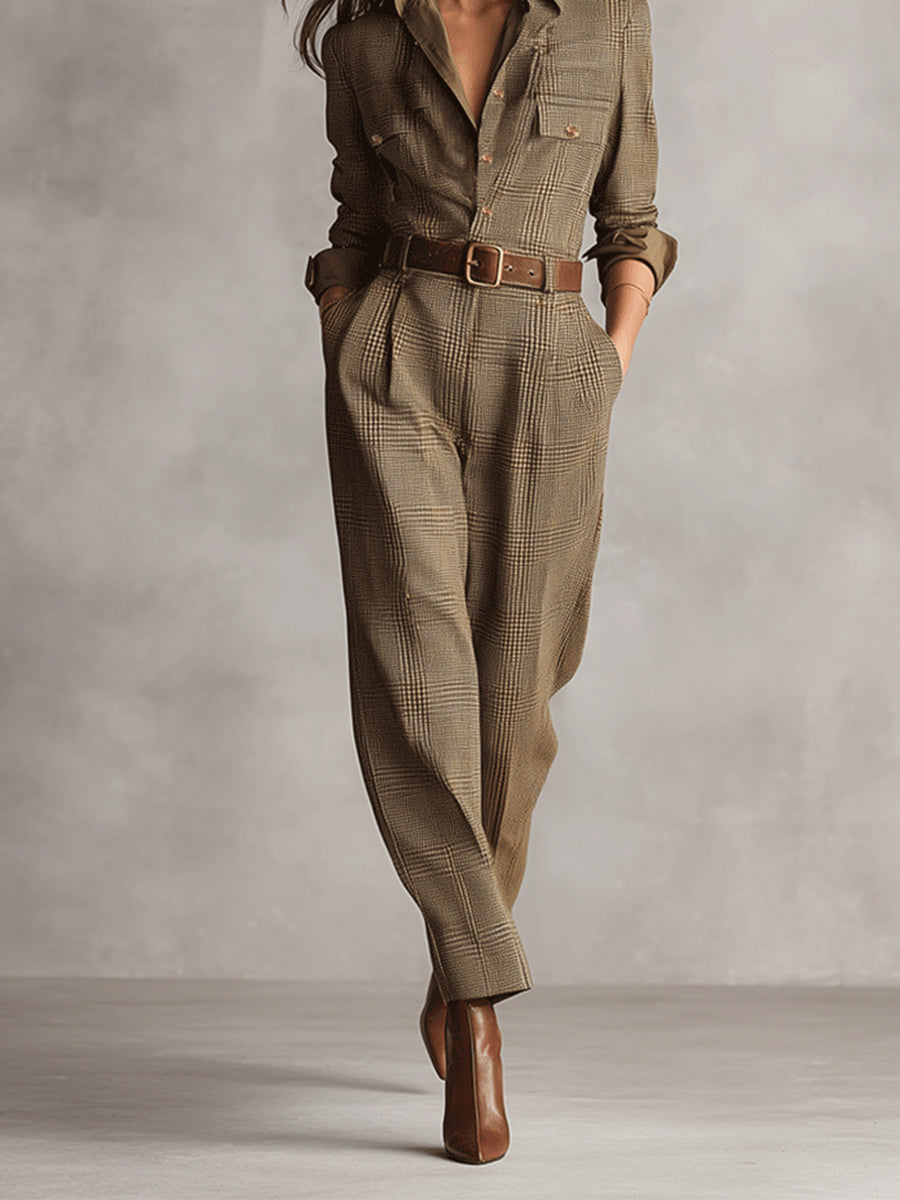 Celia | Mono in Ruit met Verfijnde Details