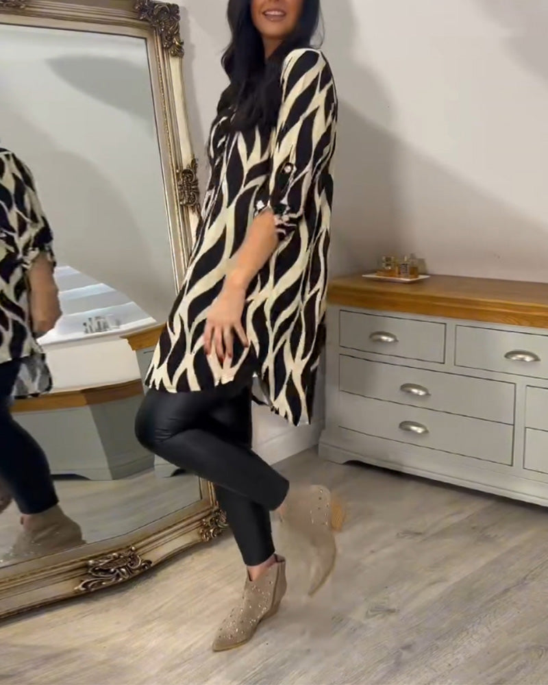 GIADA | Casual Blouse met Chic Print en Moderne V-hals