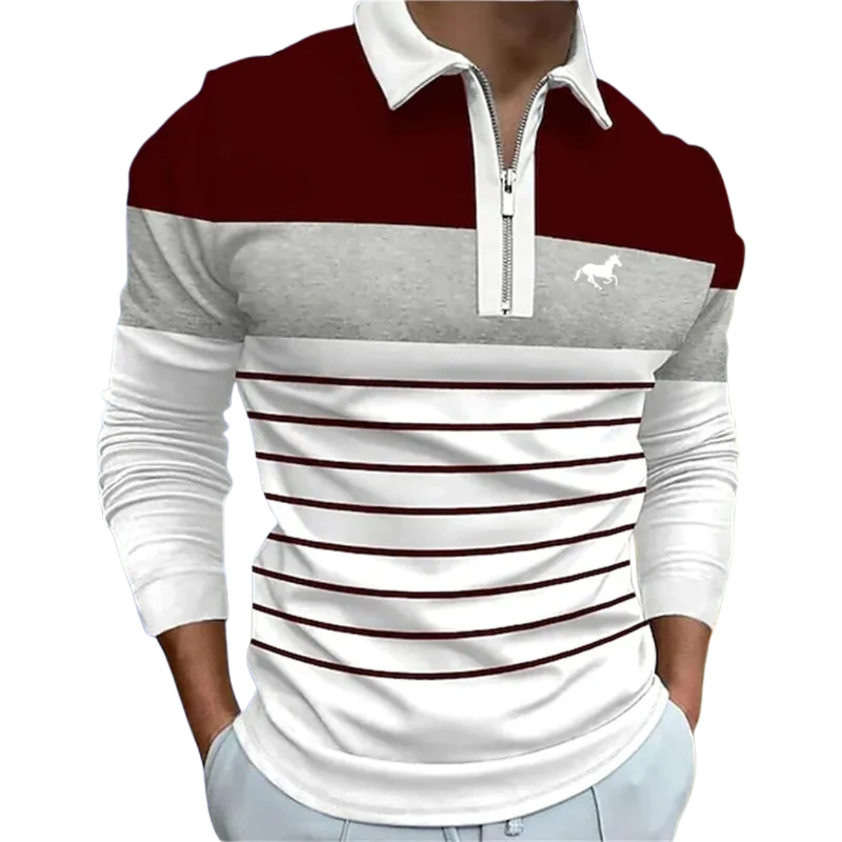 MARCEL | LUXE GESTREEPTE ZIP-POLO VOOR HEREN