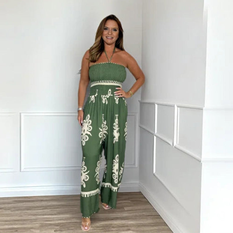 GABRIELLA | Off-shoulder Jumpsuit met Elastische Taille en Vloeiende Vakantiestijl