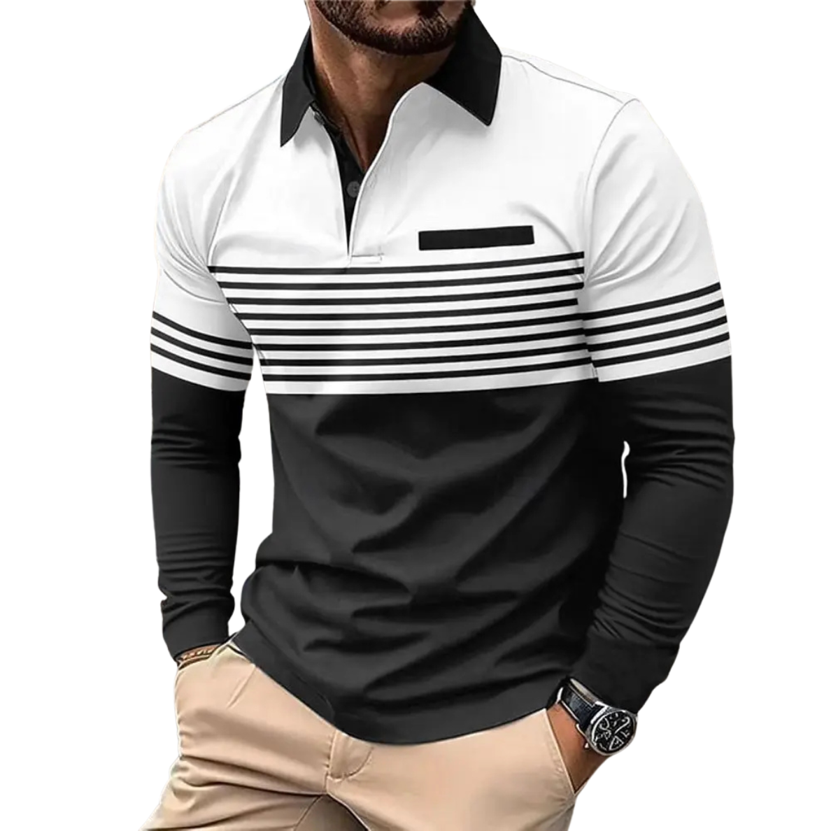 MALO | LANGE MOUW POLO MET LUXE STREPEN VOOR HEREN