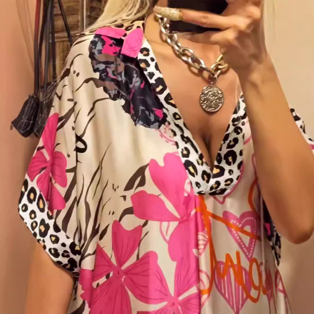 MILENA | Casual Jurk met Artistieke Print voor Zomercomfort en Unieke Stijl