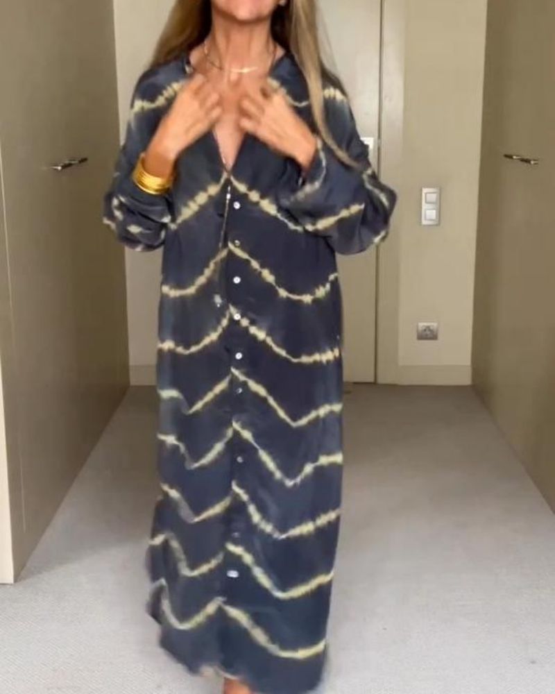 ROSALIA | Lange Boho Jurk met V-hals en Vloeiende Lijn voor Dagelijkse Elegantie