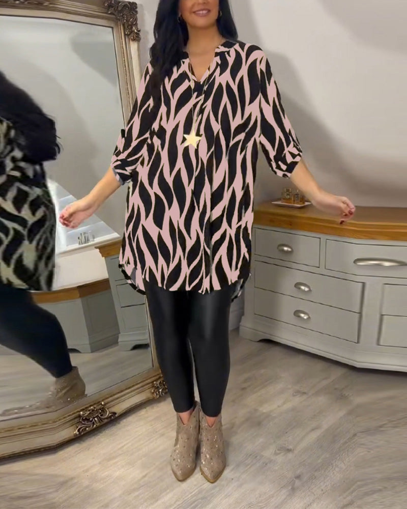 GIADA | Casual Blouse met Chic Print en Moderne V-hals