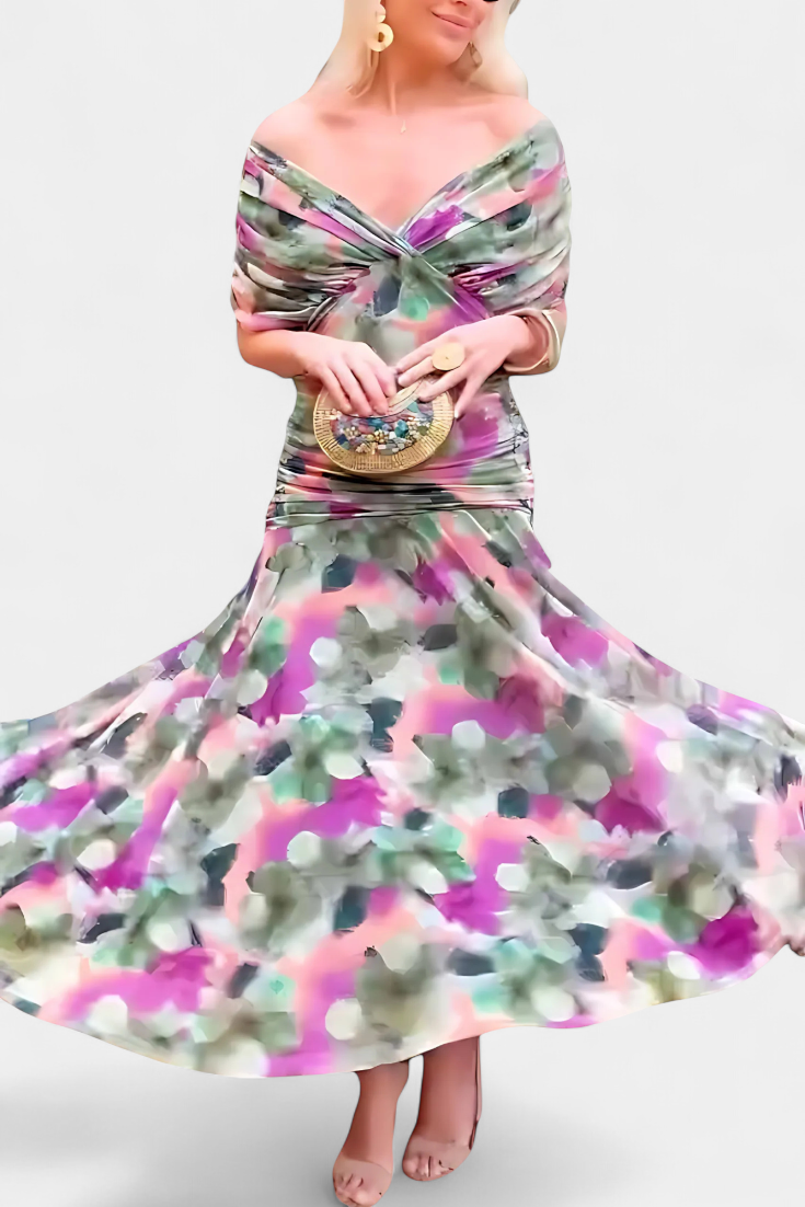 LOTTE™ | Lange Elegante Jurk met V-Hals en Vloeiende Silhouet