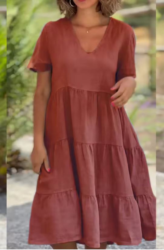 SOFIA | Licht Zomerjurk met Vloeiende Pasvorm en Elegante Casual Stijl