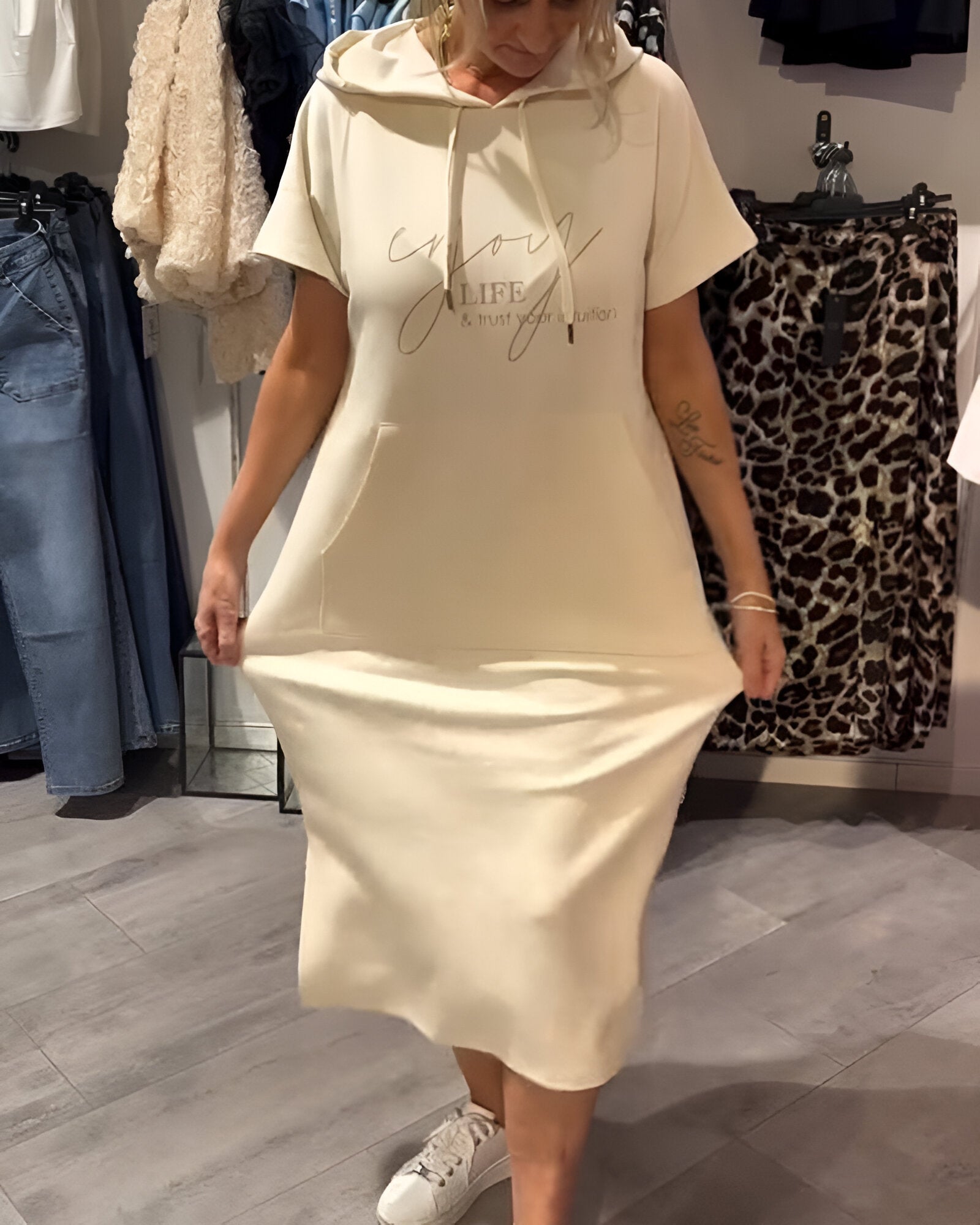 VIVIANA | Casual Jurk met Capuchon voor Dagelijks Comfort en Sportieve Elegantie