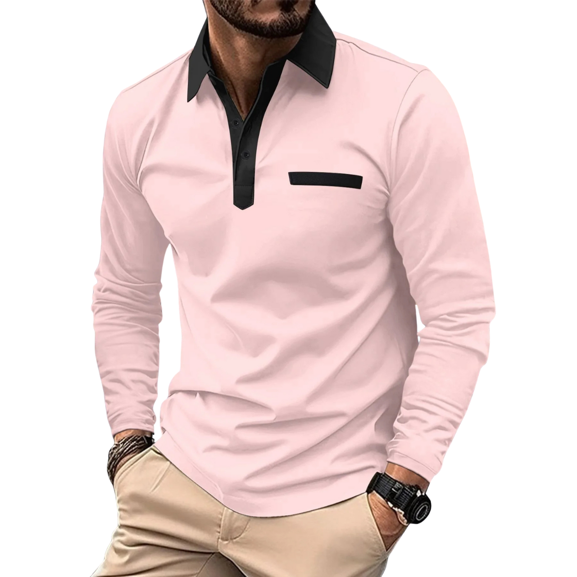 LÉANDRE | ELEGANTE BICOLOR POLO MET CONTRASTERENDE DETAILS