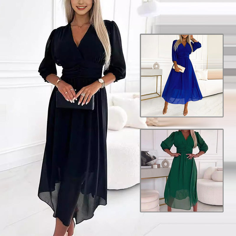 SANNE | Luchtige Zomerjurk met V-Hals en Vloeiend Silhouet
