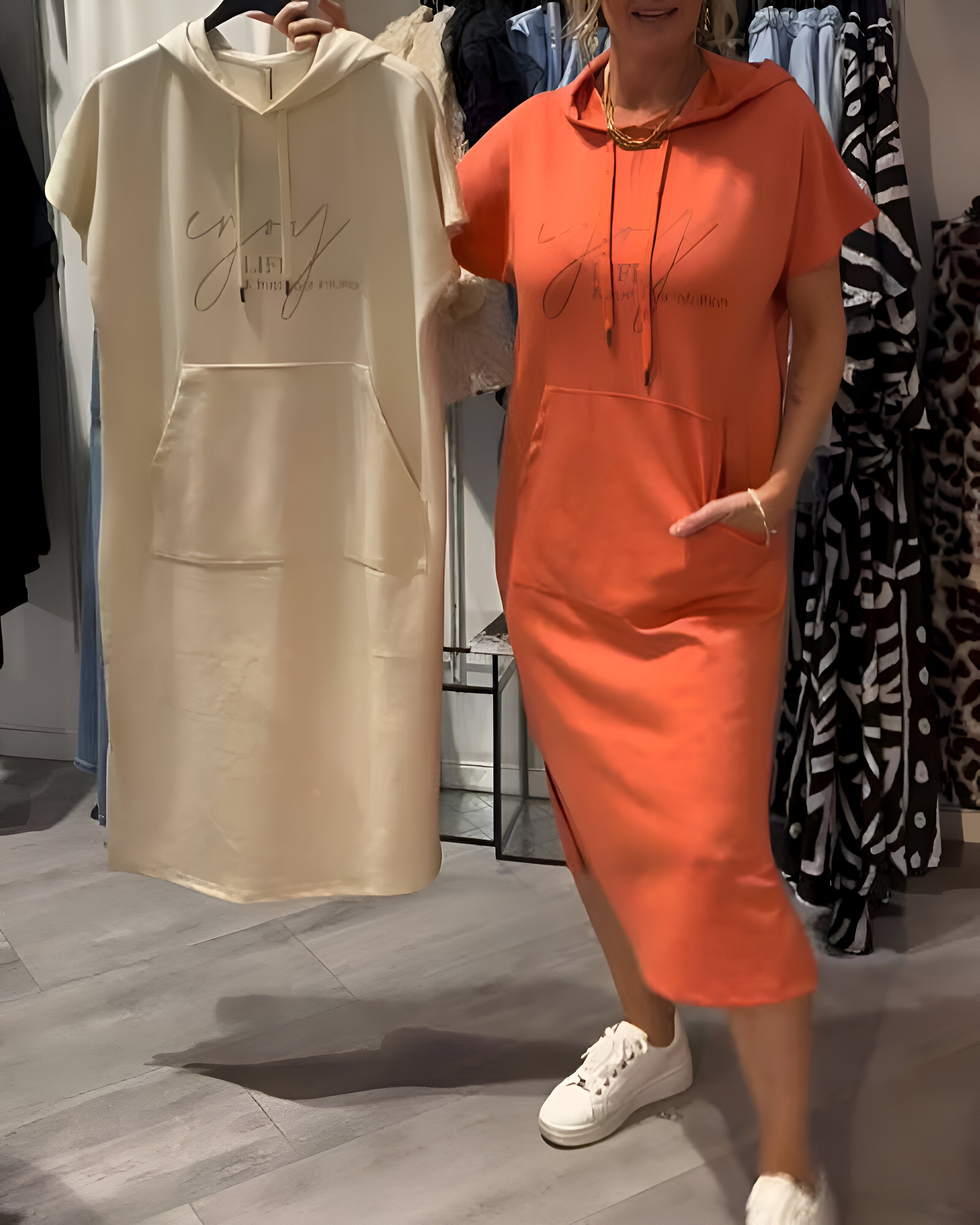VIVIANA | Casual Jurk met Capuchon voor Dagelijks Comfort en Sportieve Elegantie