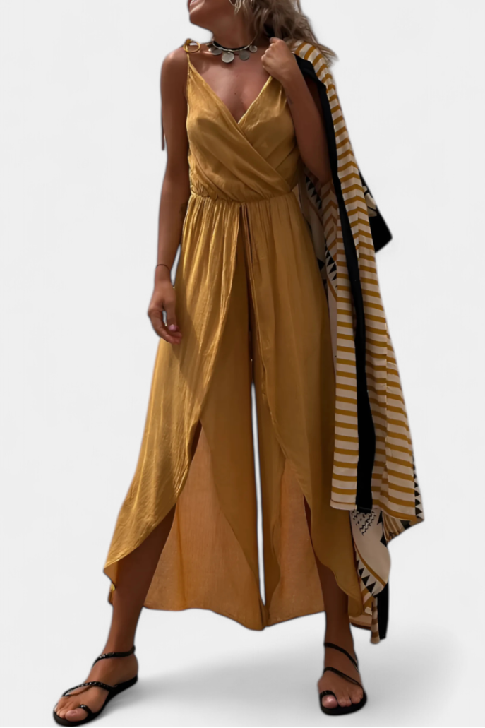 ROSALIA | Elegante Zomer Jumpsuit met Brede Pijpen en Vrouwelijke Snit