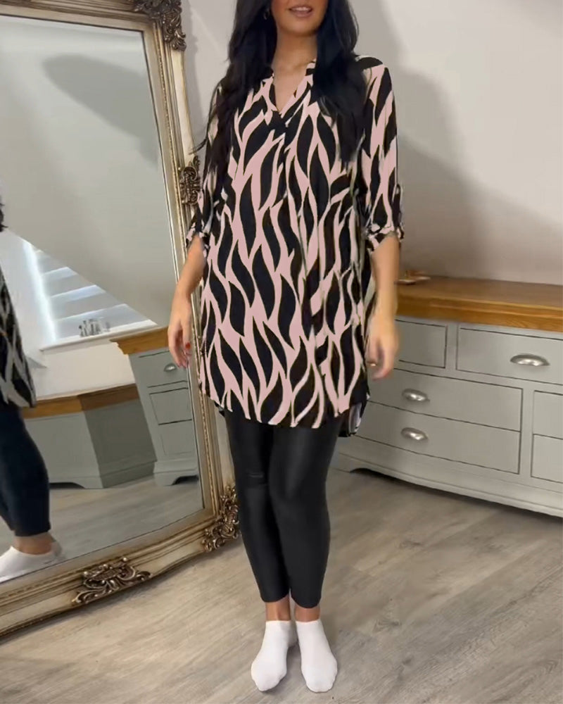 GIADA | Casual Blouse met Chic Print en Moderne V-hals