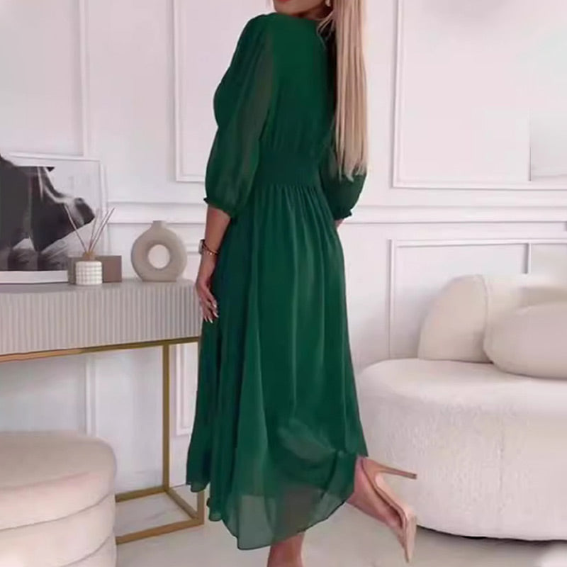 SANNE | Luchtige Zomerjurk met V-Hals en Vloeiend Silhouet